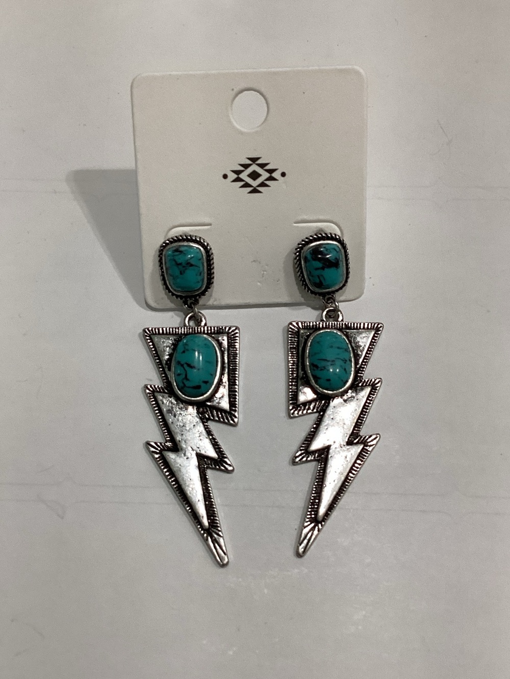 Turquoise Stone Lightning Drop Earrings -‎ Women Jewelry